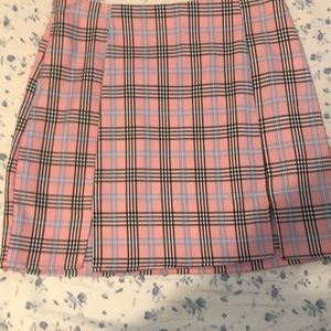 pink/blue/black plaid mini skirt